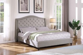 Best Master Furniture Sophie Upholstered Tufted Platform Bed, Queen, Grey - £156.58 GBP