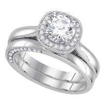 14k White Gold Round Diamond Bridal Wedding Engagement Ring Band Set 1.00 Ctw - £6,010.45 GBP
