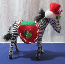 Annalee 2007 Candycane Zebra 7&quot; Black &amp; White Christmas Doll w/ Santa Hat - £15.73 GBP