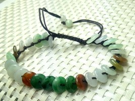 Certified 3 Color Natural A Jade Jadeite Hand-Knitting Circle Beads Bracelet - £29.68 GBP