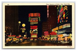 Times Square Night View New York CIty NY NYC UNP Unused Linen Postcard P27 - £5.37 GBP