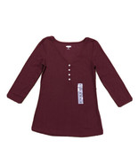 NWT  OLD NAVY Women&#39;s 3/4 Sleeve Slim-Fit Ribbed-Knit Wine Henley size XS - £11.11 GBP