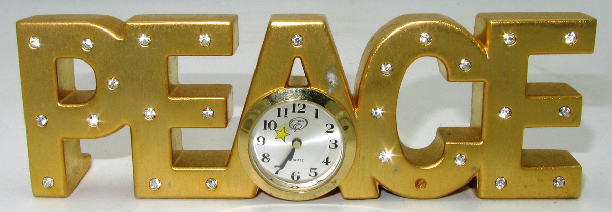 DECORATIVE QUARTZ NOVELTY DESK SHELF MANTEL CLOCK METAL BEJEWELED LETTER... - $18.00