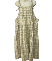 Vintage Casey &amp; Max Plaid Linen Overall Dress Womens Size XL Midi Beige ... - $49.45
