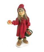 Vtg Norway Candy Design Girl  Figurine Basket of Apples 5” Carl Larsson - £19.43 GBP