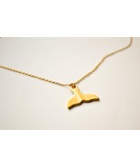 Whale&#39;s tail necklace, gold tone chain, gift for her - $28.72 CAD