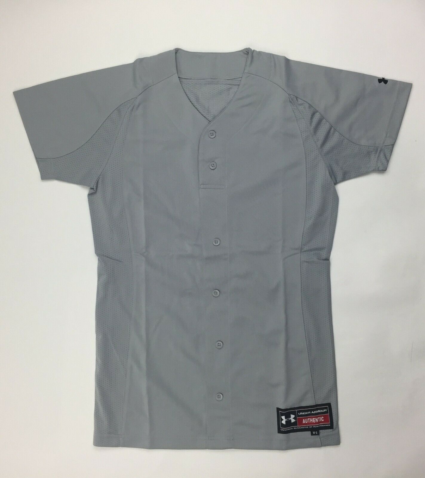 Primary image for Under Armour Stock Full Button Baseball Jersey Women's Small Gray Mesh Back