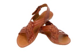 Womens Cognac Authentic Mexican Huaraches Leather Sandals Woven Open Toe #238 - £27.83 GBP