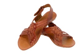 Womens Cognac Authentic Mexican Huaraches Leather Sandals Woven Open Toe... - $47.83 CAD