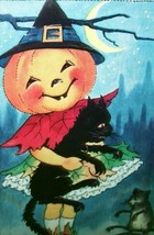 Halloween Postcard Whitney Big Head Goblin Girl Anthropomorphic Rat Cat Fantasy - £74.16 GBP