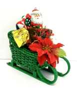 Santa Wicker Sleigh Centerpiece Basket w/ Presents Christmas Vintage - £4.74 GBP