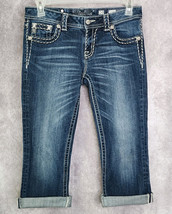 Miss Me Jeans Womens 29 Blue Actual 32X23 Cutoff Capris Low Rise Raw Hem - $24.99