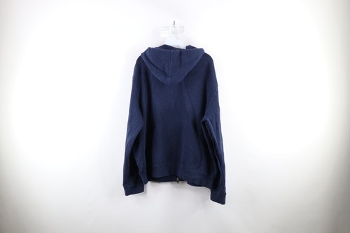 Vintage 90s Ralph Lauren Mens XL Faded Cotton Ribbed Knit Full Zip Hoodie Blue Item image 7