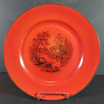 Rare W. ADAMS &amp; SONS ORIGINAL DESIGN BY J CUTTS PLATE Orange Brown Rim 9&quot; - $33.24