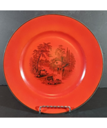 Rare W. ADAMS &amp; SONS ORIGINAL DESIGN BY J CUTTS PLATE Orange Brown Rim 9&quot; - $33.24