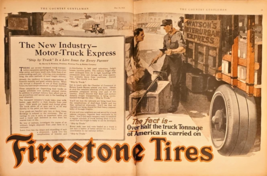 1919 FIRESTONE TIRES-2 PAGE-Antique Print Ad-Motor Truck Express-Watsons... - $533.56 MXN