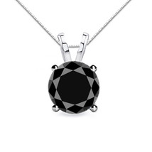 2CT Men/Women's Stylish Black Diamond 4 Prong 14K White Gold Solitaire Box Chain - £185.94 GBP