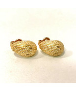 Trifari Vintage 1990’s Signed Gold Tone Textured Rope Teardrop Clip On E... - £13.54 GBP