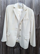 LL Bean Womens Blazer Off White Winter Ivory Wool Cashmere Button Jacket Size 8P - £39.08 GBP