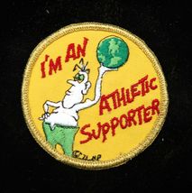 Vtg 70s Patch I&#39;M AN ATHLETIC SUPPORTER Funny Unique Novelty Rare HTF Un... - €13,01 EUR