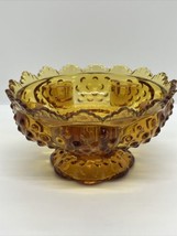 Vintage FENTON AMBER Hobnail Glass Pedestal Candle Holder Bowl #3547569 - 3.5”H - £11.03 GBP