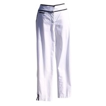 Cache White Pant Black Trim Comfort Crop Stretch Lined Ankle Vent NWT $108 - $43.20