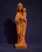 Beautitiful Antique Large Hand Carved And Tinted Wooden Madonna And Chil... - $93.00