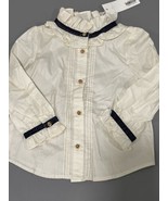 2T New Janie &amp; Jack Ruffle Collar Pleated Lace Long Sleeve Cotton Blouse... - $34.24 CAD