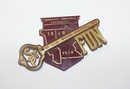 1849-1949 Saint Paul Winter Carnival Minnesota Centennial Key Badge Pin - £12.57 GBP