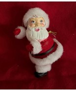 Vintage Robert Stanley Resin Flocked Santa Claus Ornament White Fur Trim... - $13.58 CAD