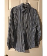 Roundtree &amp; Yorke Button-Down Shirt Blue With White Stripes Men&#39;s Size L... - $15.87