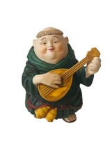 Department 56 figurine vtg porcelain Christmas Merry Makers Monk Friar Mandolin - £23.42 GBP