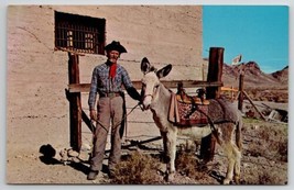 Wheelburro Tex In Ghost Town Ryholite Man And His Donkey Postcard R28 - £7.84 GBP