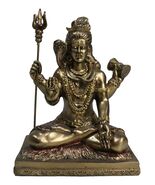 Hindu God Lord Shiva With Trishula Trident Drum Cobra In Meditation Figu... - $436.56 MXN