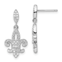 Brilliant Embers Silver  940 Stone Micro Pav CZ Fleur De Lis Post Dangle Earring - $59.87