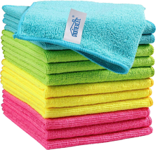 HOMEXCEL Microfiber Cleaning Cloth,12 Pack Cleaning Rag,Cleaning Towels with 4 C - £10.06 GBP