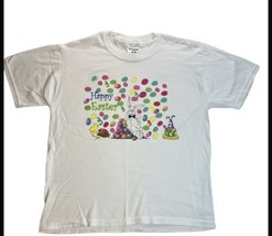 Jerzees Girl’s White Short Sleeve Happy Easter T-Shirt Size 10-12 - £6.25 GBP