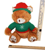 Bear Plush Toy w/ Holiday Knit Sweater + Cap - 11&quot; Stuffed Animal Figure 2009 - £4.71 GBP
