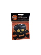 Wilton Halloween Skull and Crossbones Re-usable Felt Coasters 12 ct, - £3.03 GBP
