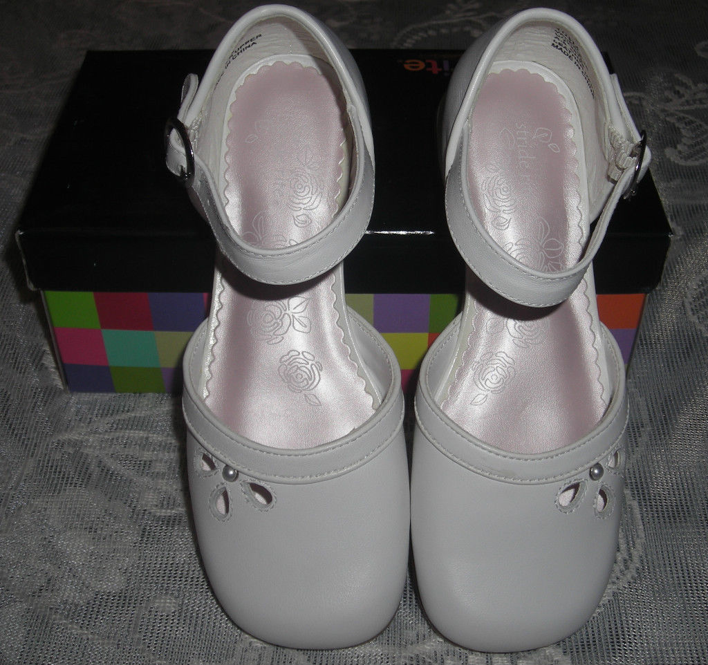 Stride Rite Girls Valerie Jr White Leather Pearl Decor Dress Shoes 10.5 CG23818 - £35.84 GBP