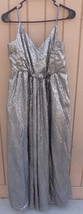 BARI JAY BRIDESMAID DRESS ANTIQUE SILVER SEQUIN WITH EXTRA FABRIC SIZE 6... - $15.00