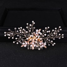 Lor pearl crystal leaf hair comb pin headband tiara for women bride party queen wedding thumb200