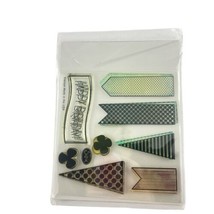 Sizzix Clear Banners Stamp Set w Metal DIes Happy Birthday 15 Pieces - $19.35