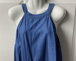 Red Camel Blue Sleeveless Chambray Pullover Top WomensXL W Tie Scallop Hem - $13.77