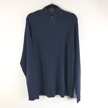 ExOfficio Mens Sweater Wool Soybean Blend Mock Neck 1/4 Zip Navy Blue XL - $19.24