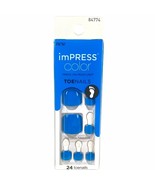 NEW Kiss Nails Impress Color Press On Pedicure Gel Solid Blue Toe Nails - $12.88
