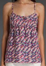 Juicy Couture Stripe Ruffle Pink Chiffon Cami Top Blouse Regal Combo ( 10 ) - £94.41 GBP
