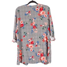 Soho Apparel Jacket L Womens Floral Plaid Career Casual Black Peach Blue... - $23.62