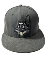 New Era 59fifty Cleveland Indians Chief Wahoo Hat Cap Mens Fitted 7 Gray... - £40.39 GBP