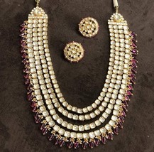 VeroniQ Trends-Maharani Necklace Polki Kundan Handmade Long Necklace - £355.53 GBP